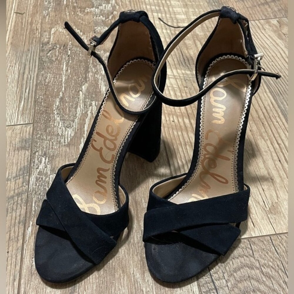 Sam Edelman Black High Heel Sandals with Ankle Strap